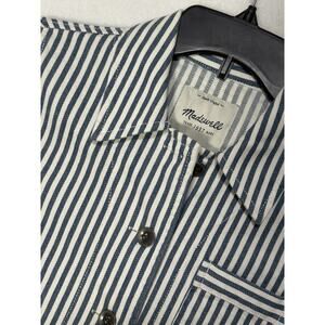 Madewell Shrunken Workwear Jacket Poppy Railroad Stripe Size XXS Blue/white
